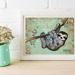 Sloth, Sloth Art, Sloth Print, Painting, Illustration, Gift For Lover, Gift, Bag, Artwork, Tote - thumbnail 2