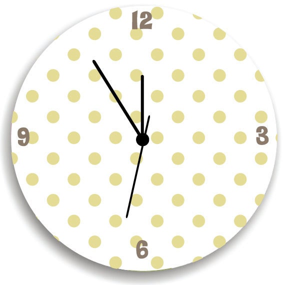 Gold Polka Dot Wall Clock For Kids Bedroom Baby Nursery, Cute & Fun Colorful Monsters, Nursery Wall Art - image 1
