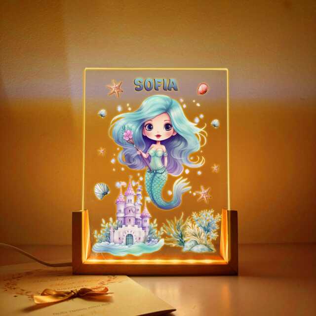 Custom Mermaid Night Light, Personalized Kids Acrylic Led Lamp - image 1