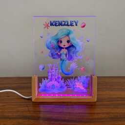 Custom Mermaid Night Light, Personalized Kids Acrylic Led Lamp - thumbnail 4