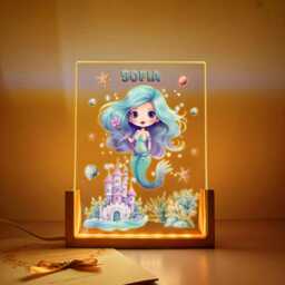 Custom Mermaid Night Light, Personalized Kids Acrylic Led Lamp - thumbnail 1