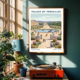 Vintage Palace Of Versailles Poster French Garden Travel Art - thumbnail 2