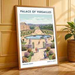 Vintage Palace Of Versailles Poster French Garden Travel Art - thumbnail 3