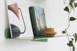 Sage Green Metal Wall Shelf, Pastel Floating Bookshelf, Modern Picture Ledge, Long Minimalistic Handmade Furniture