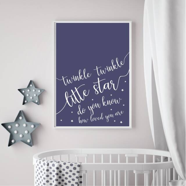 Nursery Print Quote Twinkle Little Star Nursery Decor Gender Neutral Baby Shower Gift Wall Art