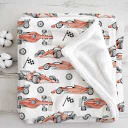 Race Cars - Red Watercolour, Sherpa Fleece Blanket, Decor, Kids Bedding, Children's Room, Blanket - thumbnail 1