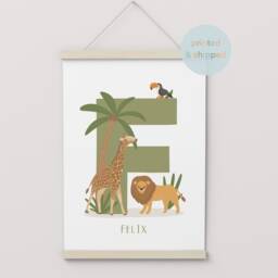 Personalised Safari Nursery Print, Jungle Decor, Educational Poster, Playroom Prints - thumbnail 3