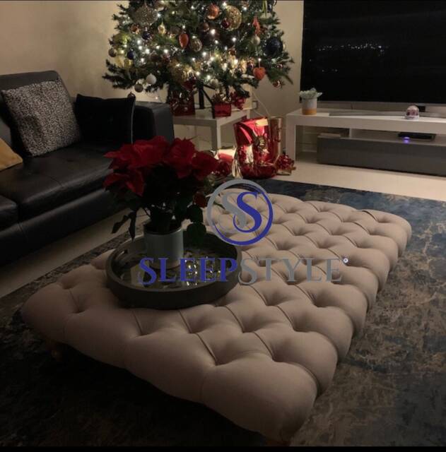 Large Chesterfield Upholstered Footstool - Coffee Table Available in Various Colors & Fabrics - image 1