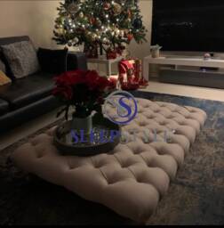 Large Chesterfield Upholstered Footstool - Coffee Table Available in Various Colors & Fabrics