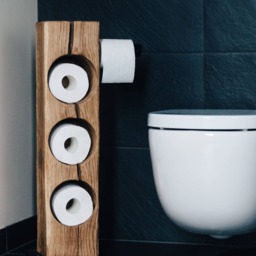 Rustic Oak Toilet Paper Holder, Free Standing Bathroom Storage - thumbnail 2
