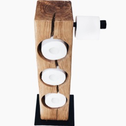 Rustic Oak Toilet Paper Holder, Free Standing Bathroom Storage - thumbnail 3