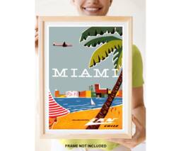 Reprint Of A Vintage Lan Airline Travel Poster To Miami - thumbnail 1