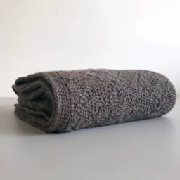 Brown Alpaca Blanket, Knit Wool Baby Wrap, Knitted Natural Light Beige, Gray Throw, Girl, Boy, Newborn Gift - thumbnail 3