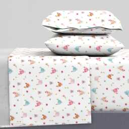 Chicken Sheets - Polka Girls White By Shopcabin Farm Animal Watercolor Floral Hens Spring Cotton Sateen Sheet Set Bedding Spoonflower