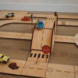 Wooden Auto Track Road, Road Puzzles, Toy With Bridge Play Set, Custom Parking & Garages, Montessori Educational Toy, Christmas - thumbnail 3