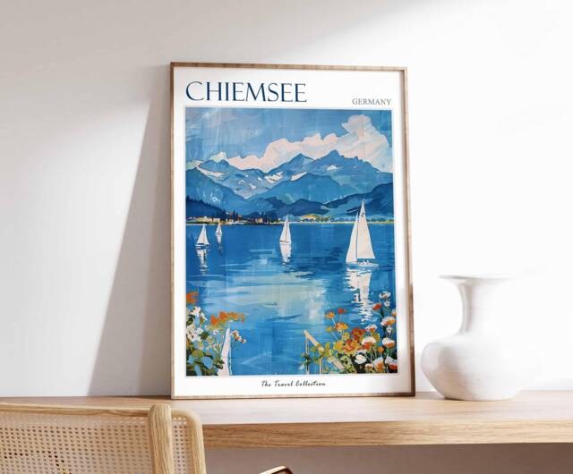 Chiemsee Germany Travel Poster Bavarian Lake Art Print - image 1