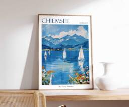 Chiemsee Germany Travel Poster Bavarian Lake Art Print - thumbnail 1
