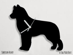 Siberian Husky Dog 1 - Wall Clock Silhouette - thumbnail 1