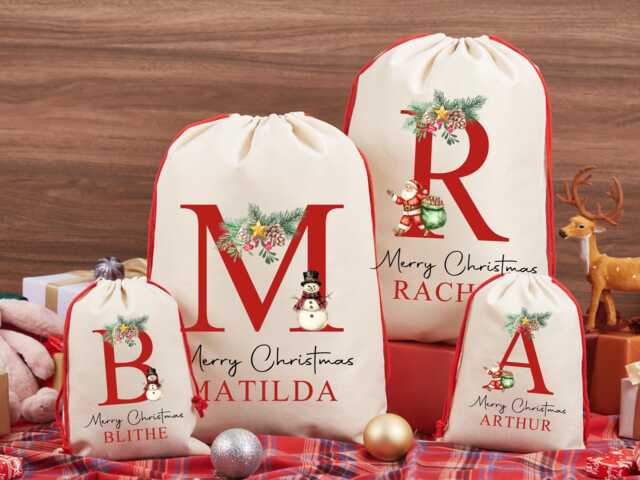 Premium Custom Santa Sack - Thick Canvas Personalised Christmas Present Gift Bag For Him Her Kids Adults Add Name Initial Xmas Stocking - image 1
