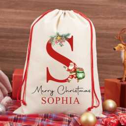 Premium Custom Santa Sack - Thick Canvas Personalised Christmas Present Gift Bag For Him Her Kids Adults Add Name Initial Xmas Stocking - thumbnail 3