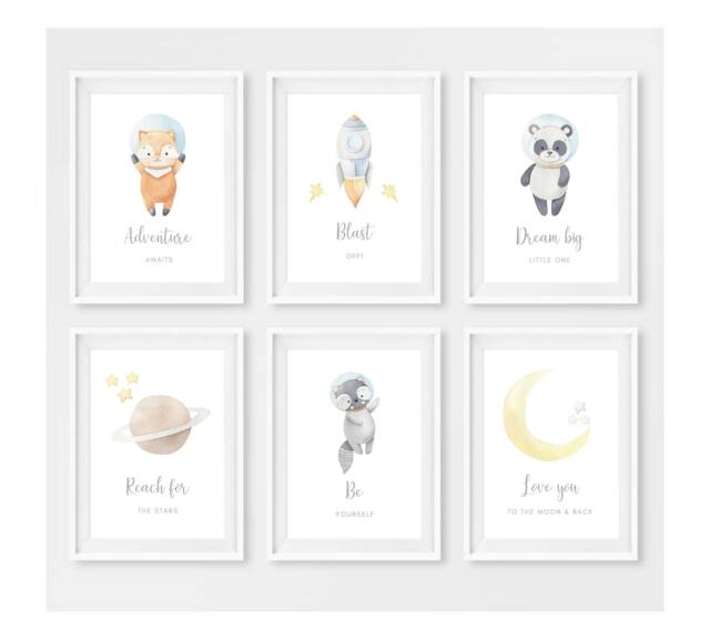 Space Prints, Nursery Rocket Print, Bedroom Decor, Girls Boys Wall Art, Reach For The Stars, Dream Big - image 1