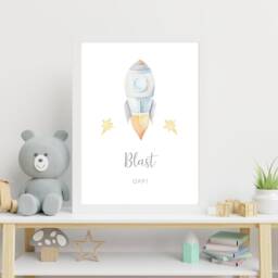 Space Prints, Nursery Rocket Print, Bedroom Decor, Girls Boys Wall Art, Reach For The Stars, Dream Big - thumbnail 2