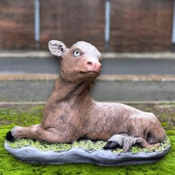 Concrete Calf Sculpture Handmade Farm Animal Garden Statue Cute Stone Cow Figurine Outdoor Farmhouse Decor Cement Ornament Art - thumbnail 3