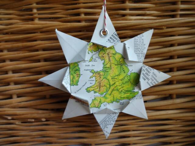 England Origami Map Ornament, Home Decor, Wall Art, Road Map, Vacation, Christmas, Holiday, Wedding, Graduation, Moving, Gift - image 1