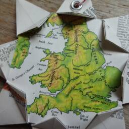 England Origami Map Ornament, Home Decor, Wall Art, Road Map, Vacation, Christmas, Holiday, Wedding, Graduation, Moving, Gift - thumbnail 3