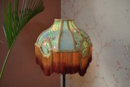 Fern Green Silk Lampshade Secret Garden Print With Fringe