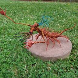 Spikey Monster Freak - Bendable Copper Wire Creature Fun, Unique, Fully Poseable Hand-Made Out Of Recycled & Repurposed Materials - thumbnail 4