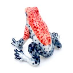 Miniature Ceramic Frog Toad Sitting Animal Reptile Little Red Grey Figurine Small Statue Tiny Decoration Hand Painted Collectible Figure - thumbnail 3