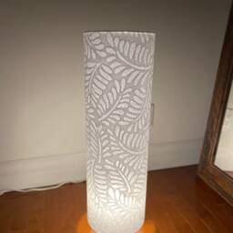Embossed Mulberry Paper Floor Lamp Handmade Cylinder Art - 20x52 cm - thumbnail 3
