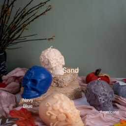 Floral Skull Candle 3D Soy Beeswax Halloween Decor - thumbnail 4