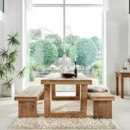 Grantham Wooden Square Dining Table Rustic Dine Thick With Legs Handmade Characteristic Of The Countryside - thumbnail 3