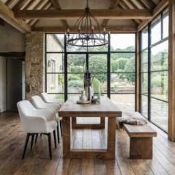 Grantham Wooden Square Dining Table Rustic Dine Thick With Legs Handmade Characteristic Of The Countryside - thumbnail 1