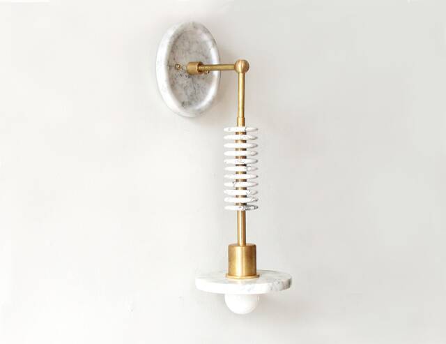 White Marble & Brass Vanity Fixture Light Bathroom Sconce Lighting Kitchen Unique Lamp Entry - image 1