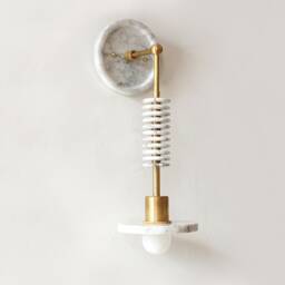 White Marble & Brass Vanity Fixture Light Bathroom Sconce Lighting Kitchen Unique Lamp Entry - thumbnail 3