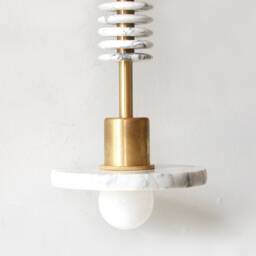White Marble & Brass Vanity Fixture Light Bathroom Sconce Lighting Kitchen Unique Lamp Entry - thumbnail 4