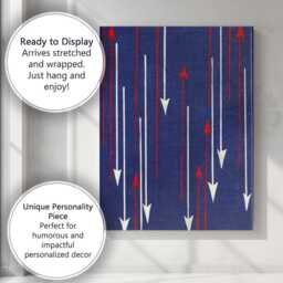 Navy Blue Red White Arrow Direction Geometric Repeat Pattern Canvas Wall Art Print Decor Picture Ready To Hang - thumbnail 3