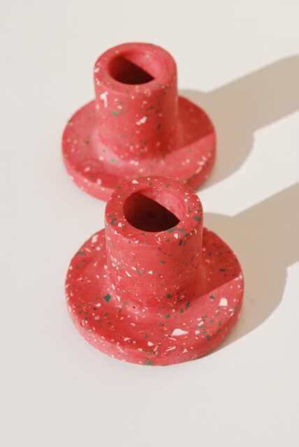 Terrazzo Candleholder Set Eco-Resin Taper Candle Holders, Handmade in Greece - image 1