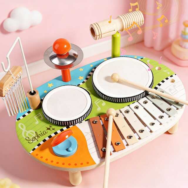 Custom Piano Drum Toy, Montessori Musical Instrument Set, Custom Name Music Toy, Rainbow Xylophone Gift, Christmas Gift, Toddler Playset - image 1