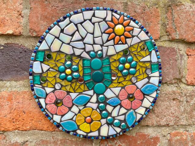 Dragonfly Mosaic Garden Art Turquoise Iridescent Wall Decor - image 1