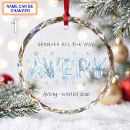 "Christmas Glass Ornament With ""Sparkle All The Way" - thumbnail 1