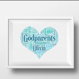 Personalized Godparents Word Art Print, Custom Godparent Gift, Christening Godmother Godfather Keepsake - thumbnail 3