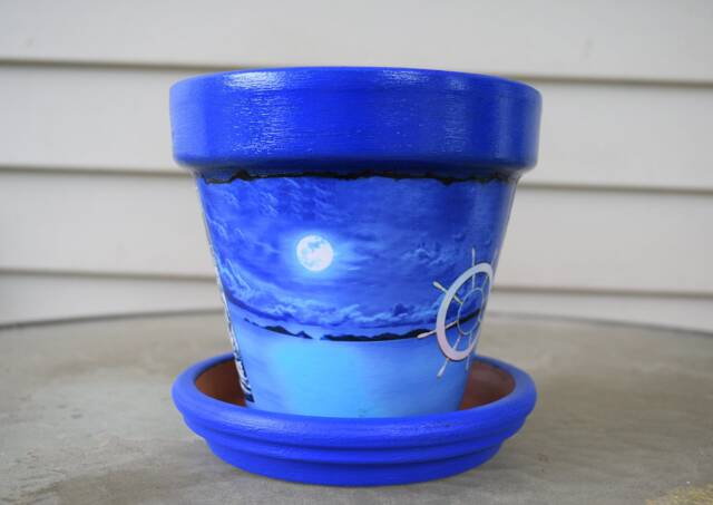 Blue Sailor Moon Decorative Decoupage Flower Pot & Saucer - image 1