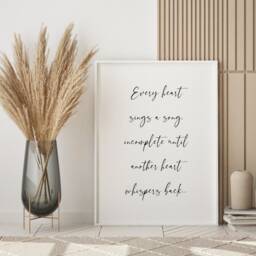 Every Heart Sings A Song - Quote Print Romantic Wall Art Birthday, Anniversary Or Wedding Gift Typography Poster Unframed - thumbnail 3