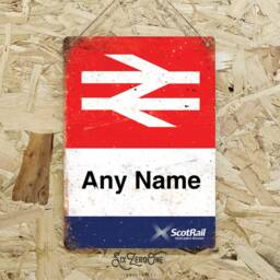 Personalised Scotrail Metal Sign Portrait - Worn Or Clean Look Available Any Name & Date Custom Print Scottish Rail - thumbnail 3