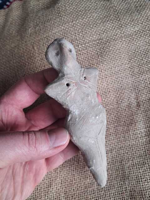 Handcrafted Terracotta Neolithic Venus Statue Beak-Face Goddess Sculpture - image 1