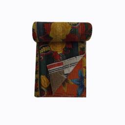 Handmade Kantha Quilt Indian Cotton Bedspread Bedding, Throw, Bed Cover, Coverlet, Twin Size Quilt - thumbnail 1
